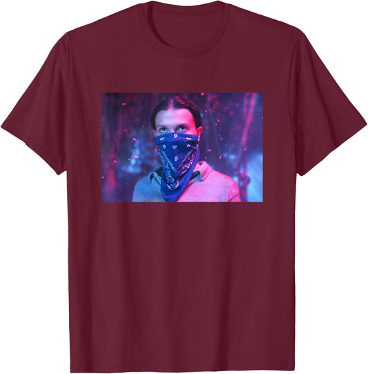 Stranger Things Season 5 Eleven I See You El Wearing Bandana T-Shirt - T-Shirt | Maroon