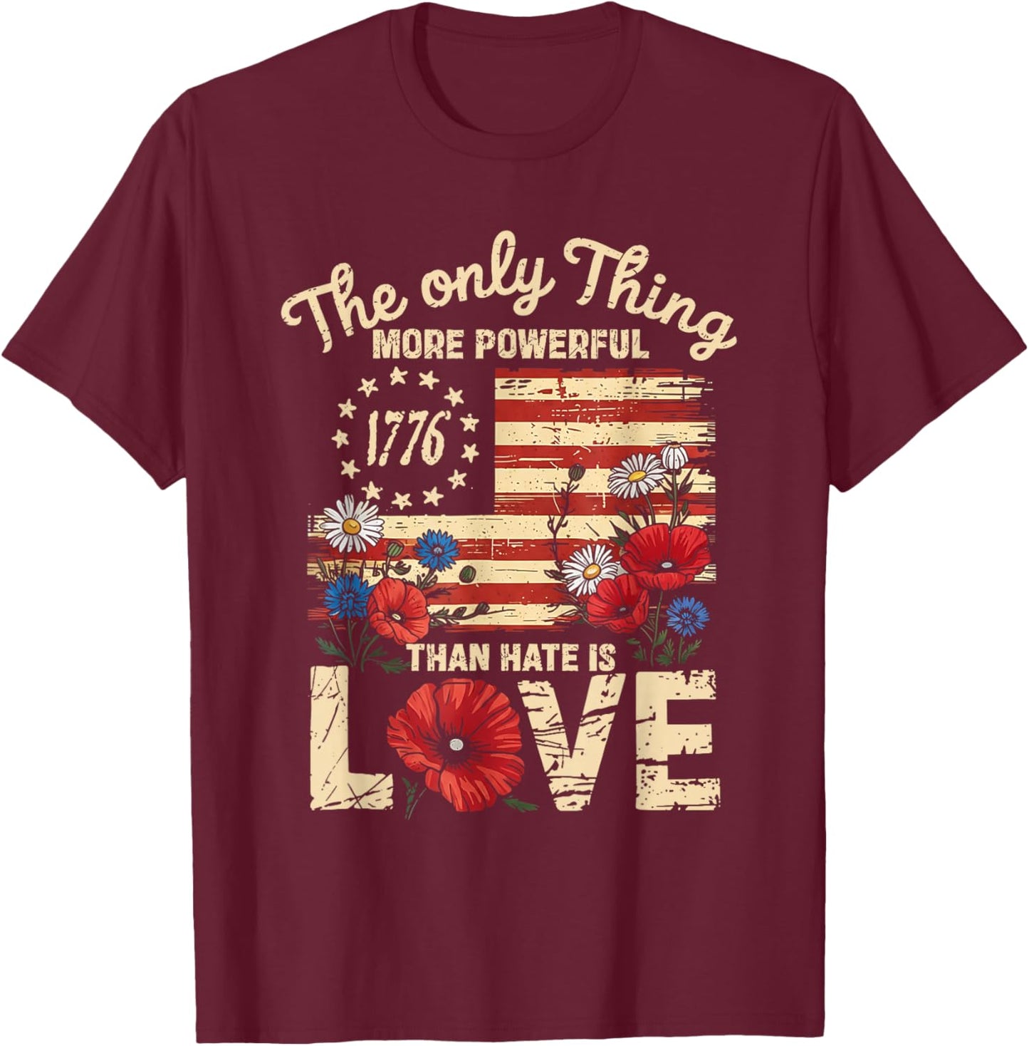 Heart Floral T-Shirt - T-Shirt | Maroon