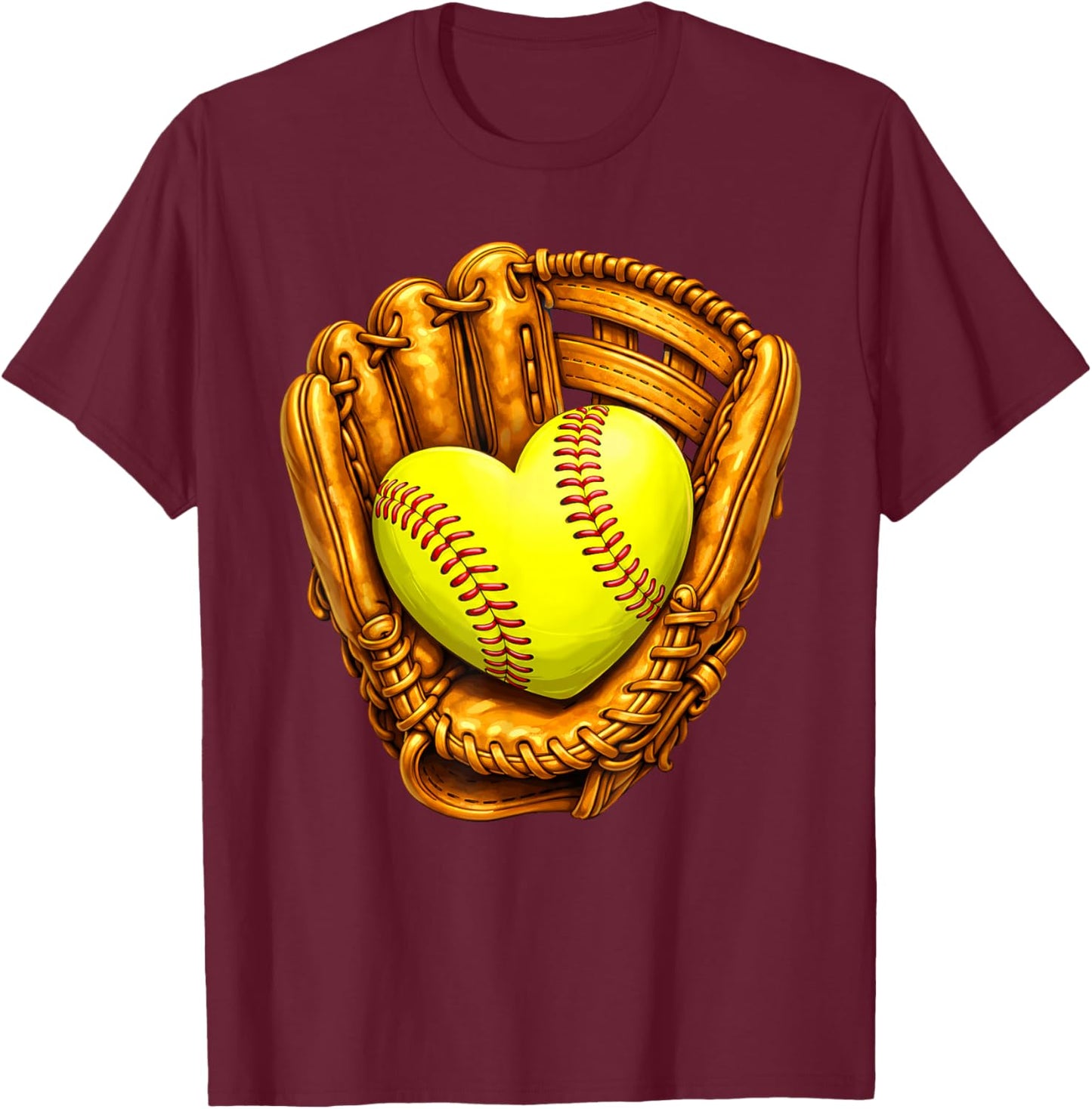 Cute Softball Heart Happy Valentines Boys Women Men Kids T-Shirt - T-Shirt | Maroon