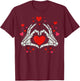 Skeleton Hands Heart Valentine Cute Love T-Shirt - T-Shirt | Maroon