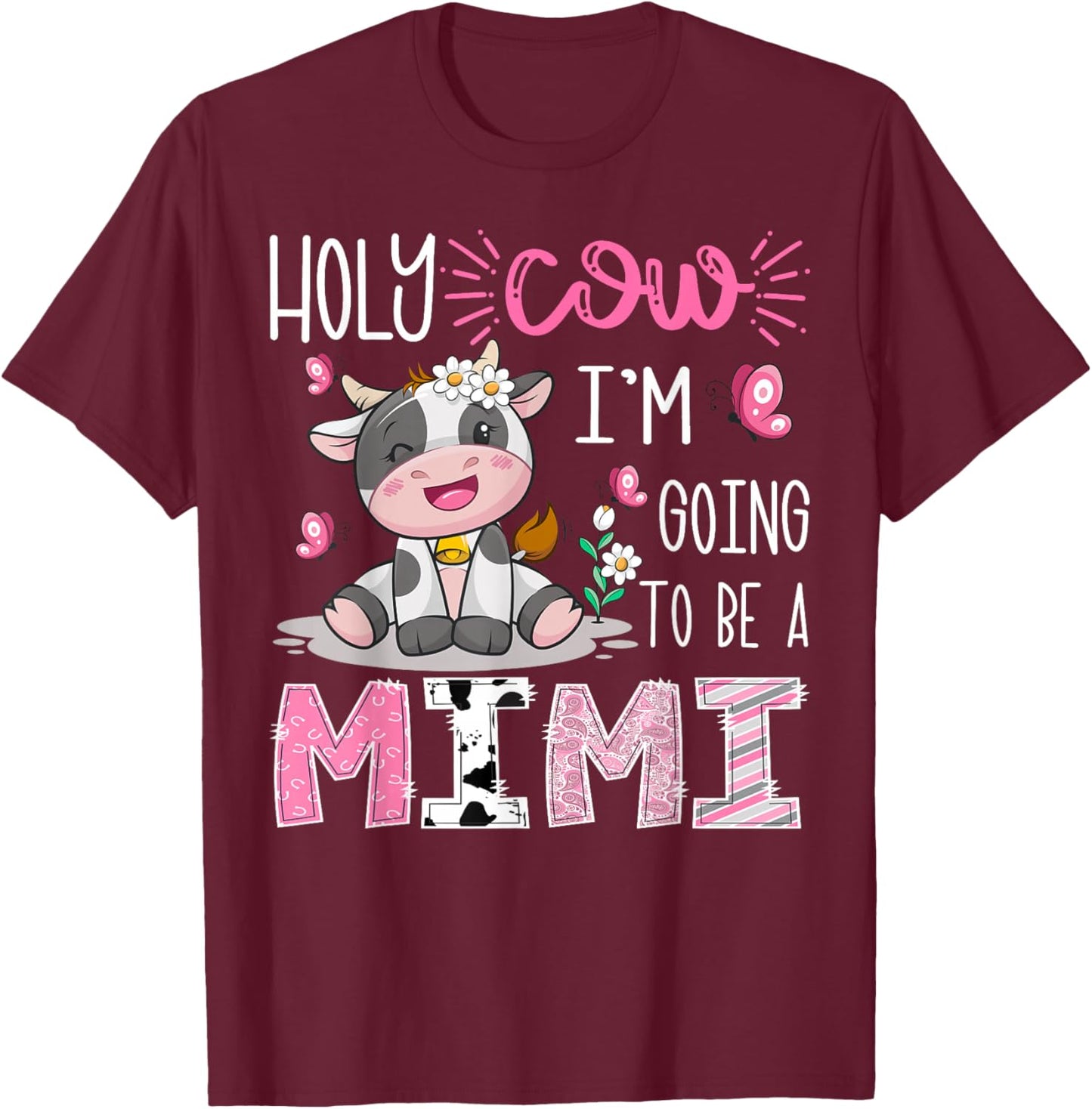 I'm Going to Be A Mimi Gender Reveal Cute Cow Lover T-Shirt - T-Shirt | Maroon