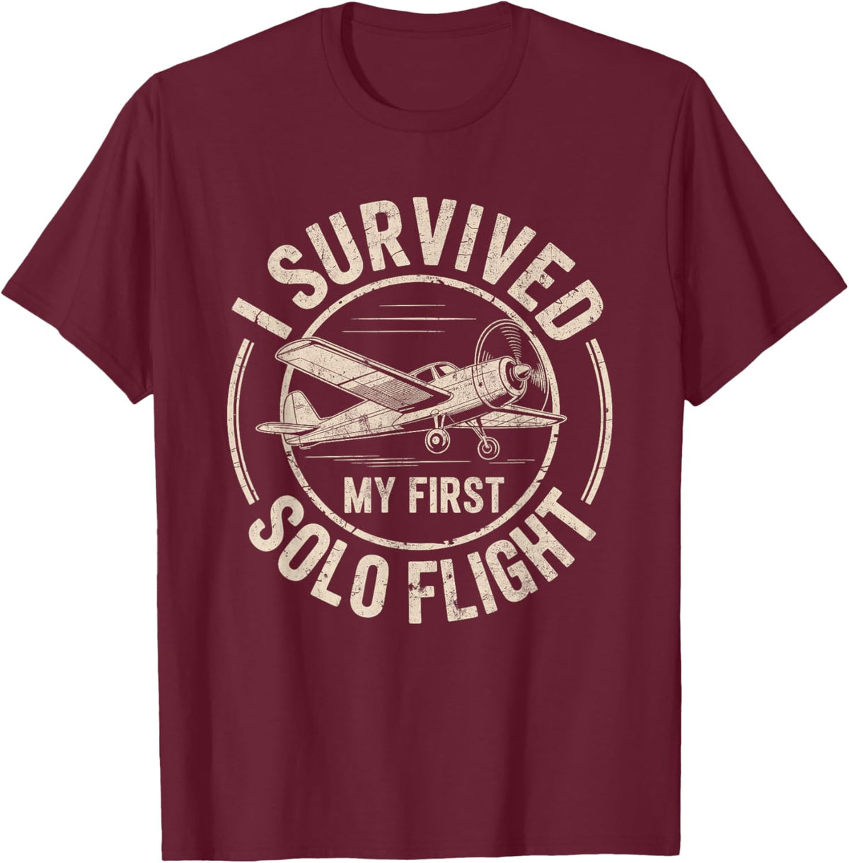 I Survived My First Solo Flight T-Shirt - T-Shirt | Maroon