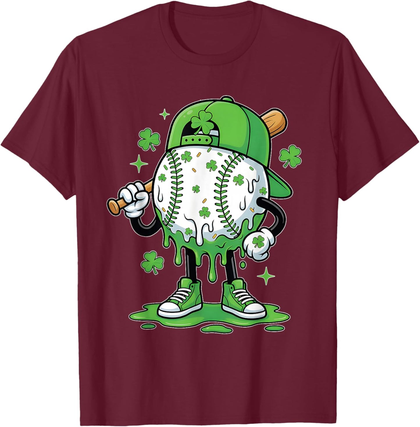 Baseball Drip Icecream Apparel Youth Boy St Patricks Day T-Shirt - T-Shirt | Maroon