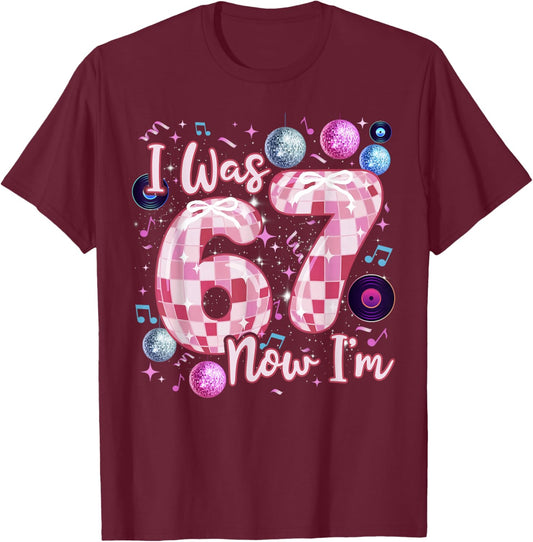 7 Years Old Birthday Girl Disco Ball I was 6 Now I'm 7 Girls T-Shirt - T-Shirt | Maroon