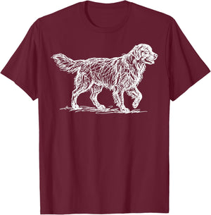 Golden Retriever Line Art T-Shirt - T-Shirt | Maroon