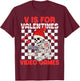V is for Video Games Funny Boys Valentines Skeleton Gamer T-Shirt - T-Shirt | Maroon