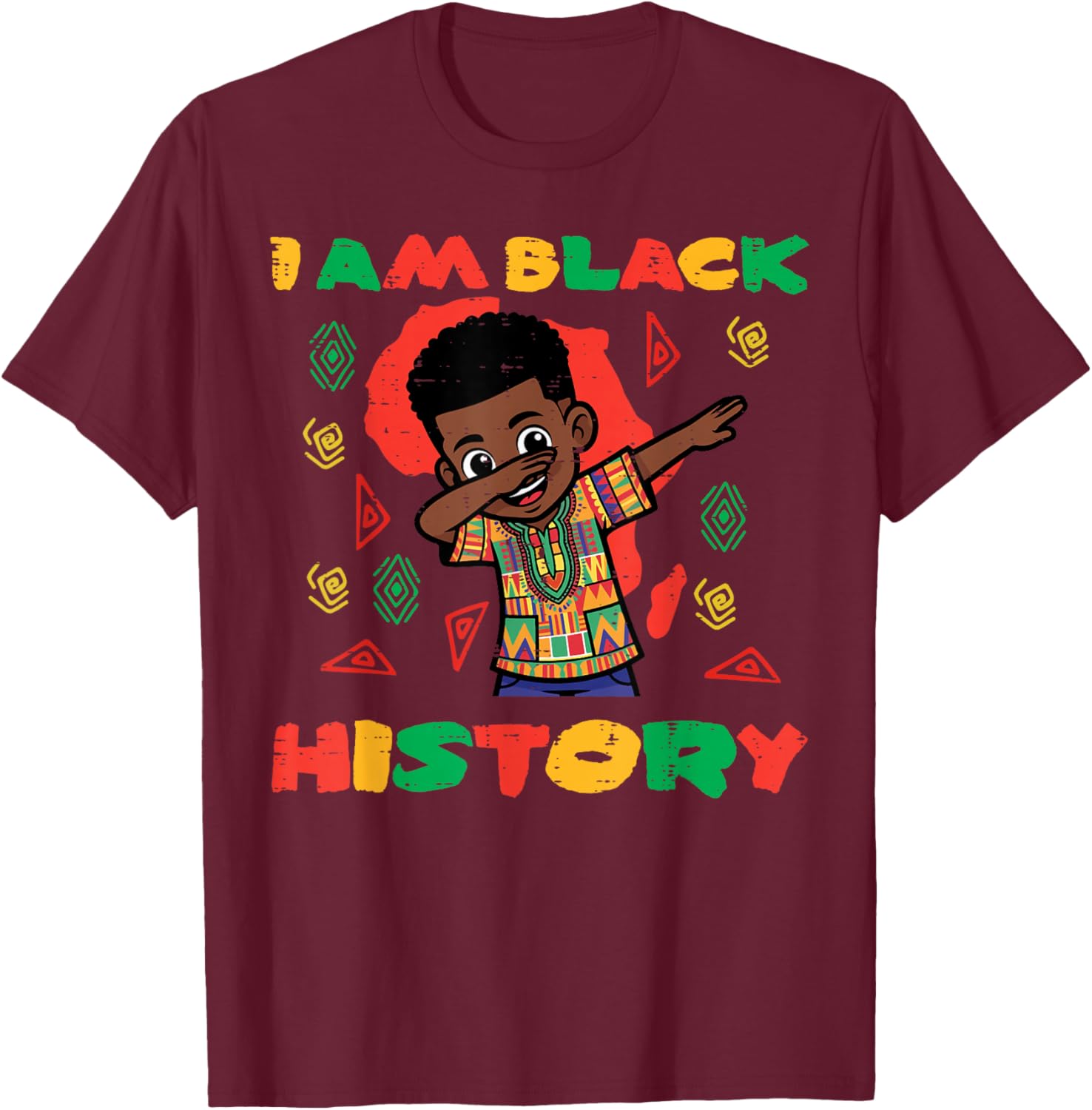 I Am Black History African Boy Dab Cute Toddler Boys Kids T-Shirt - T-Shirt | Maroon