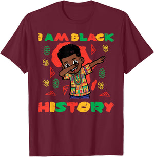 I Am Black History African Boy Dab Cute Toddler Boys Kids T-Shirt - T-Shirt | Maroon