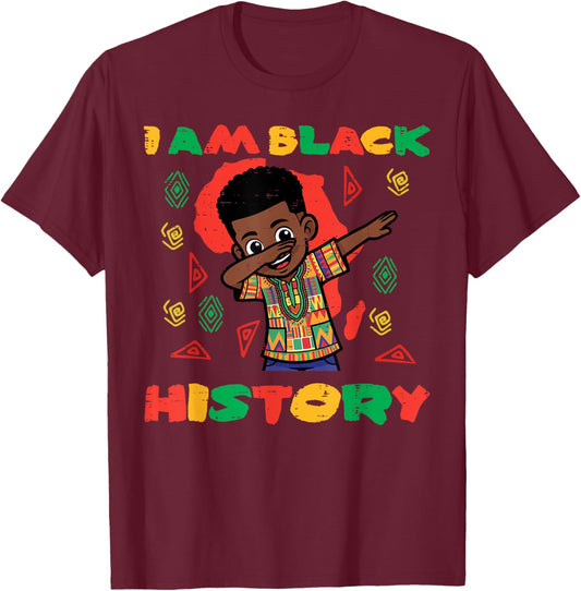 I Am Black History African Boy Dab Cute Toddler Boys Kids T-Shirt - T-Shirt | Maroon