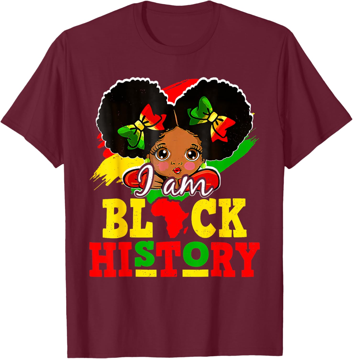 I Am Black History Month African American for Girls Kids T-Shirt - T-Shirt | Maroon
