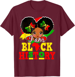 I Am Black History Month African American for Girls Kids T-Shirt - T-Shirt | Maroon