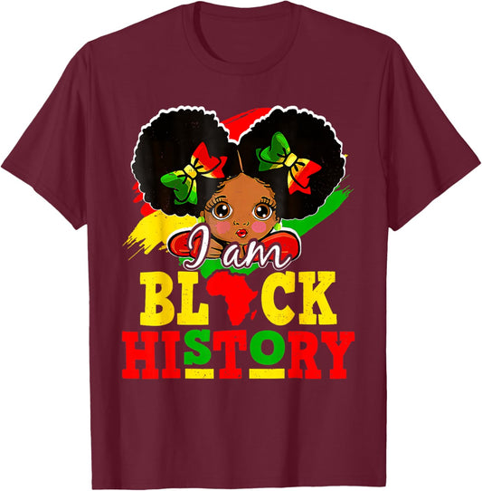 I Am Black History Month African American for Girls Kids T-Shirt - T-Shirt | Maroon