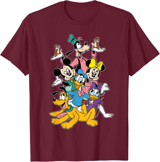 Disney Mickey Mouse & Friends Matching Group Celebration T-Shirt - T-Shirt | Maroon