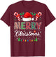 Merry Christmas Xmas Lights Matching Family Men Women Kids T-Shirt - T-Shirt | Maroon