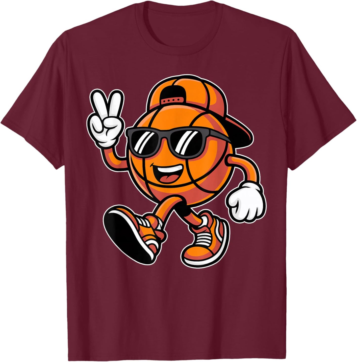 Basketball with Sunglasses Funny Boys Men Basketball Lover T-Shirt - T-Shirt | Maroon