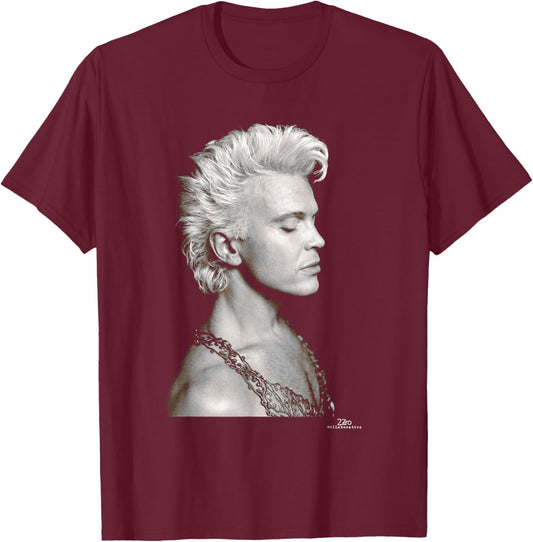 Billy Idol Cradle of Love Era by Phil Nicholls T-Shirt - T-Shirt | Maroon