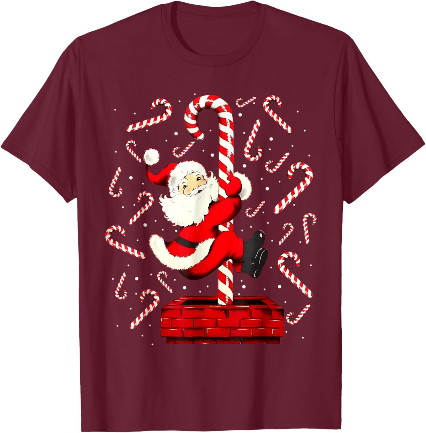 Candy Cane Christmas Santa Funny Lights Xmas Men Women Kids T-Shirt - T-Shirt | Maroon