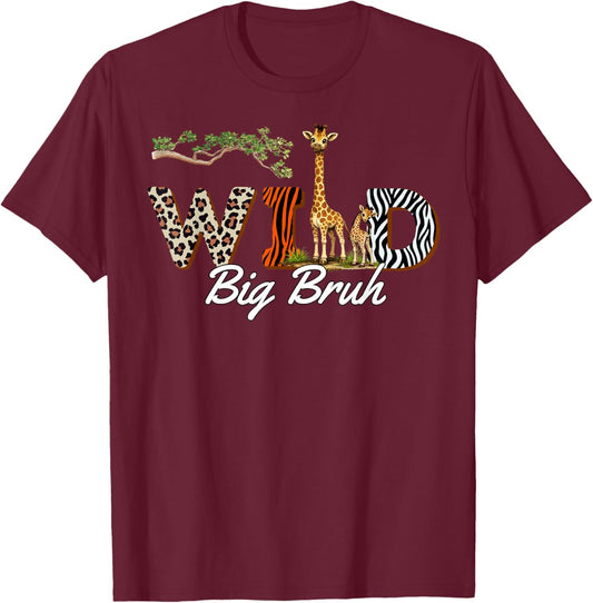 Wild Big Bruh Safari Brother Birthday T-Shirt - T-Shirt | Maroon