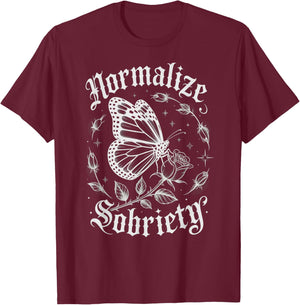 Cute NORMALIZE Sobriety Sober Matters AA Support Recovery T-Shirt - T-Shirt | Maroon