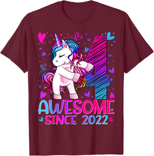4th Birthday Shirt Girl 4 Year Old Gifts 4 Birthday Girl T-Shirt - T-Shirt | Maroon