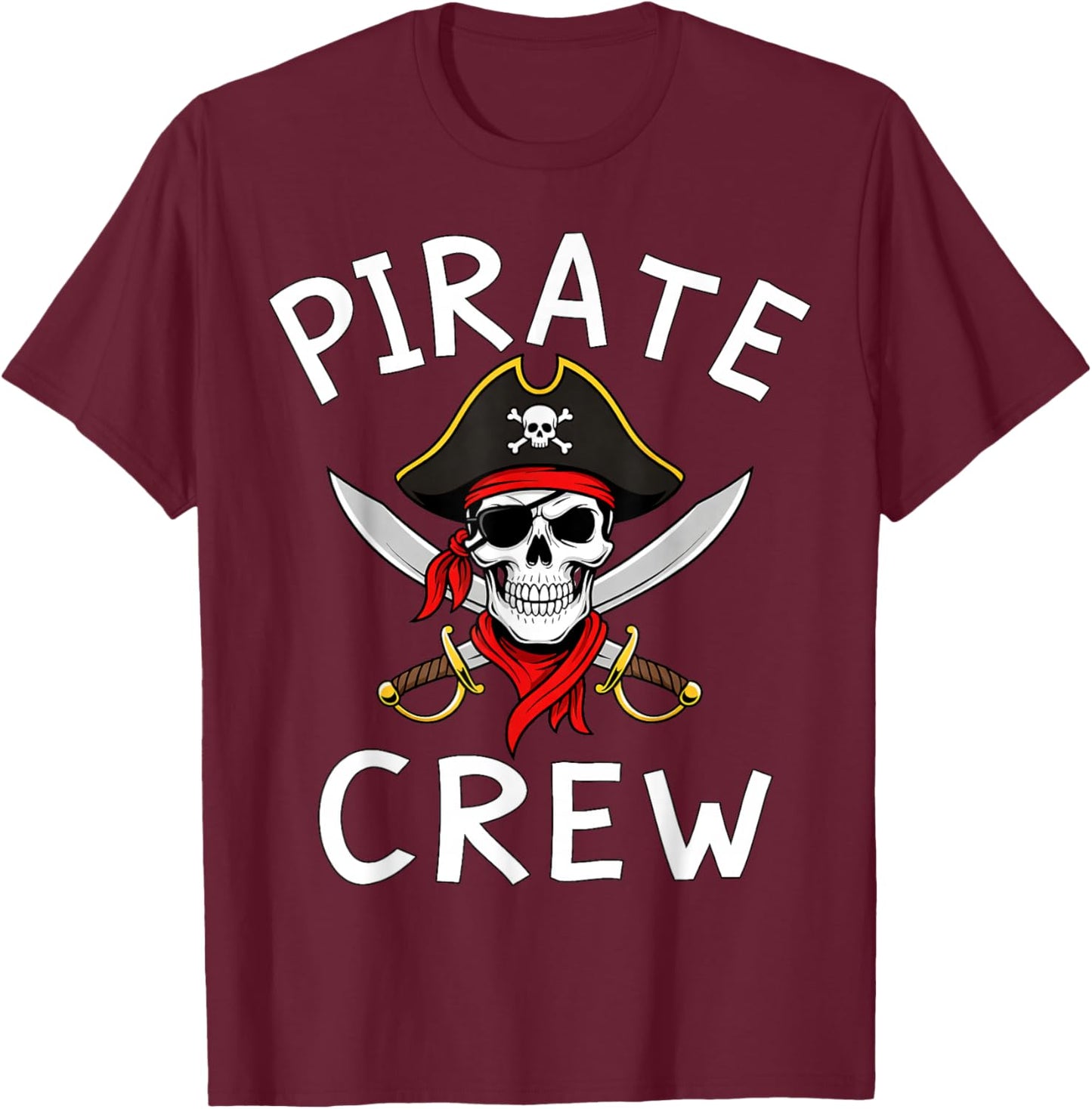 Kids Boys Pirate Crew Birthday Party Supplies Group Matching T-Shirt - T-Shirt | Maroon