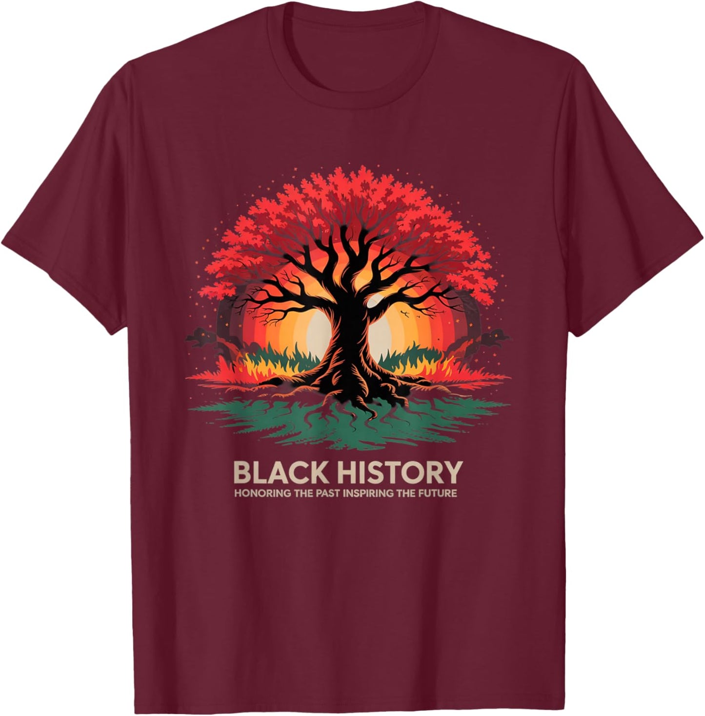 Honoring Past Inspiring Future Men Women Black History Month T-Shirt - T-Shirt | Maroon