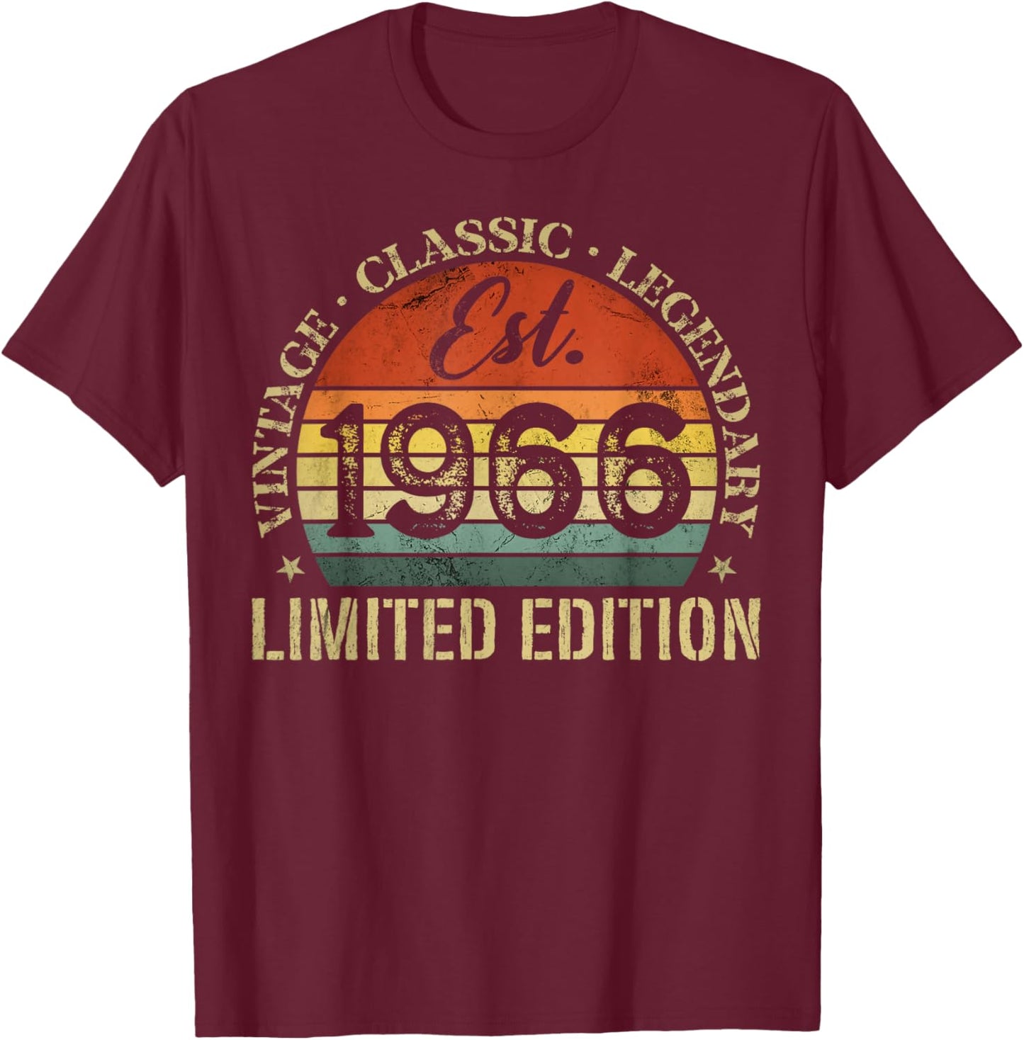 Vintage Classic Legendary Est. 1966 Limited Edition T-Shirt - T-Shirt | Maroon