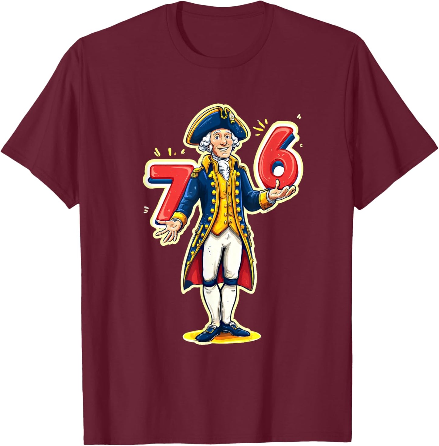 6-7 7-6 Funny George Washington Six Seven Meme T-Shirt - T-Shirt | Maroon