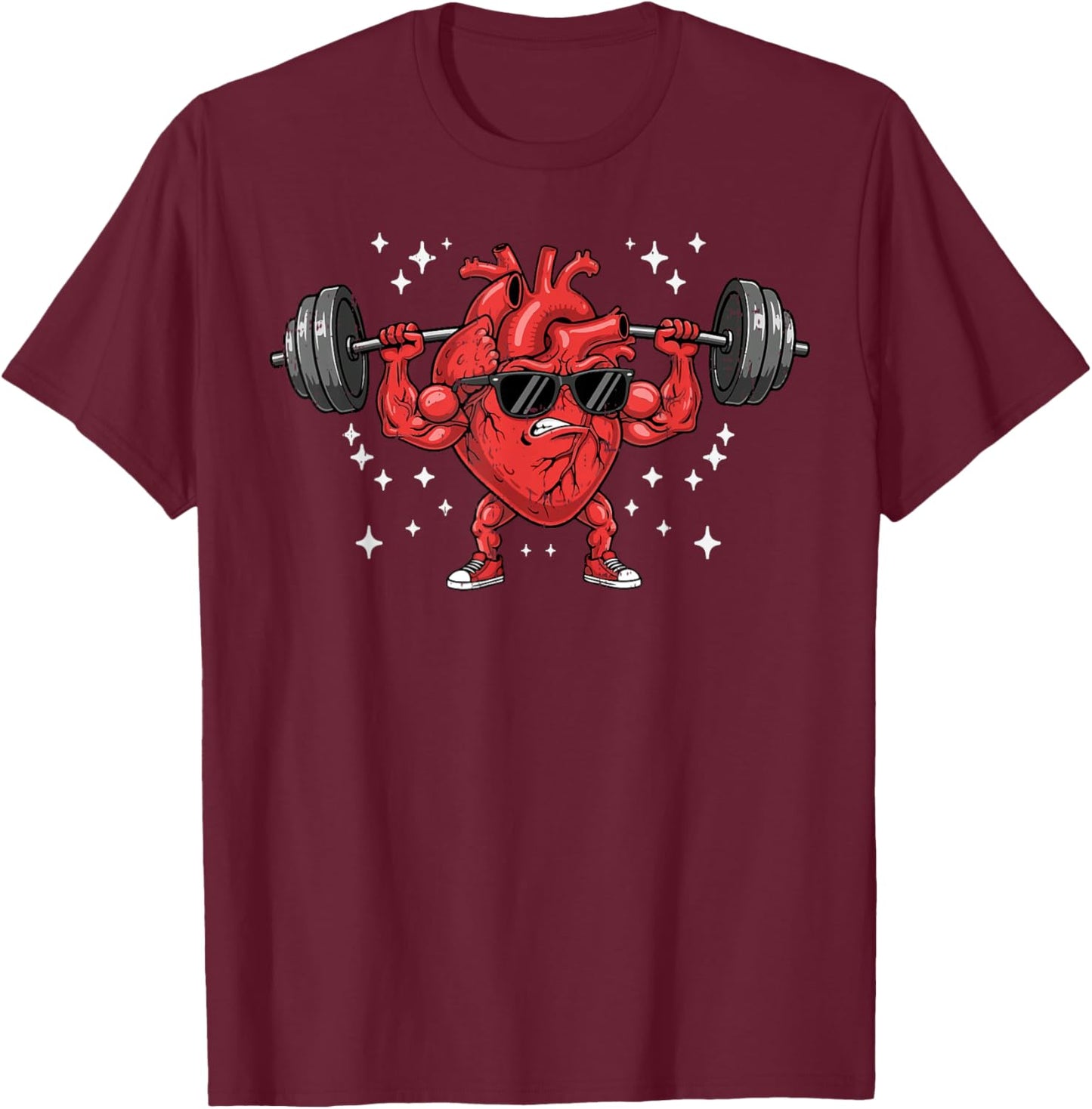 Valentines Day Workout Buff Heart Barbel Gym Men Women Kids T-Shirt - T-Shirt | Maroon
