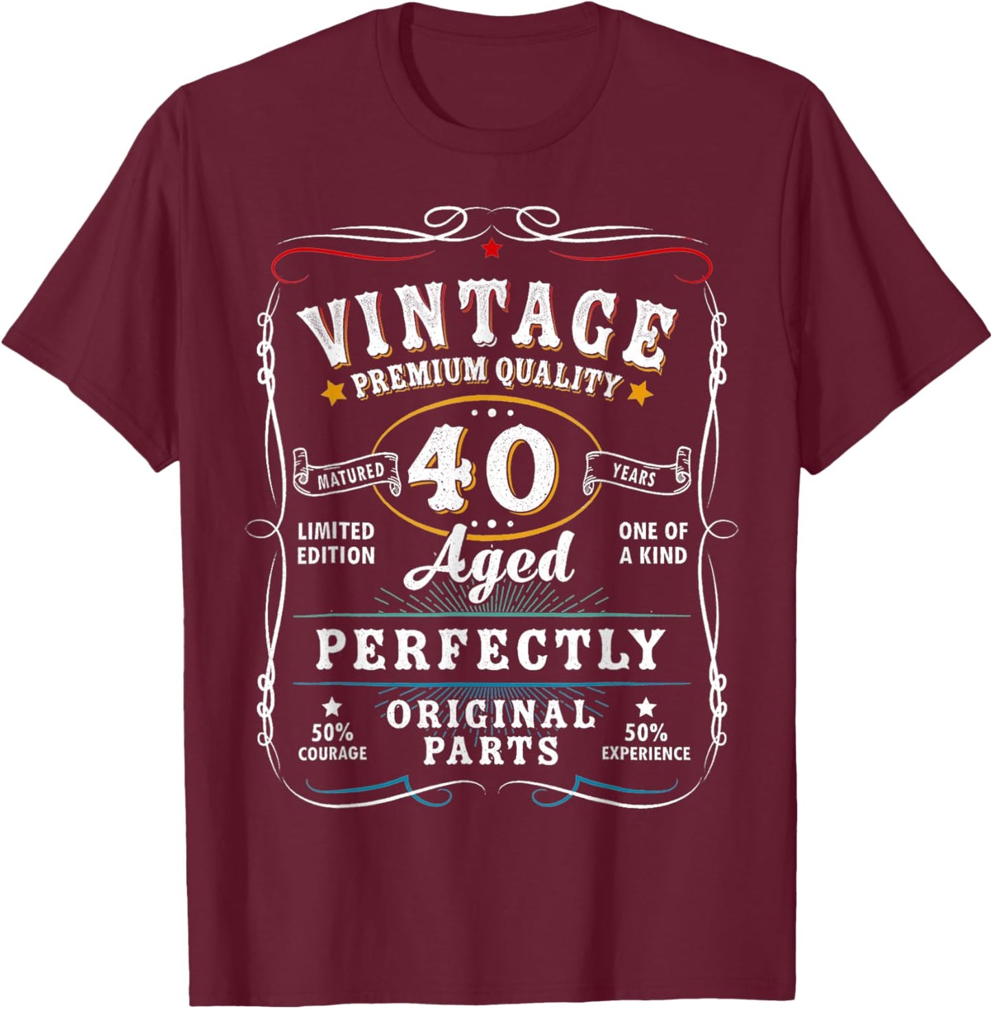 40 Year Old Gifts Limited Edition Men Vintage 40th Birthday T-Shirt - T-Shirt | Maroon