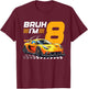 Bruh I'm 8 Year Old Boy 8 Car Racing 8th Birthday Racing Car T-Shirt - T-Shirt | Maroon