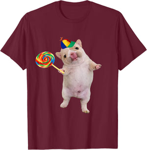 Silly Dog with Lollipop Meme Dog Lover T-Shirt - T-Shirt | Maroon