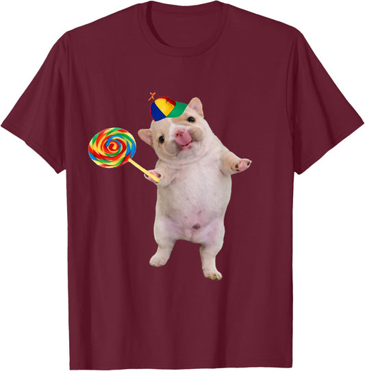 Silly Dog with Lollipop Meme Dog Lover T-Shirt - T-Shirt | Maroon