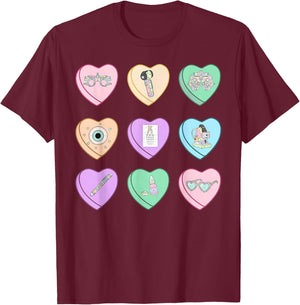 Heart Candy Valentines Optometrist Optician Squad Eye Doctor T-Shirt - T-Shirt | Maroon
