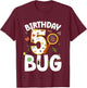 5th Bug Birthday Party 5 Year Old Bugs Birthday T-Shirt - T-Shirt | Maroon