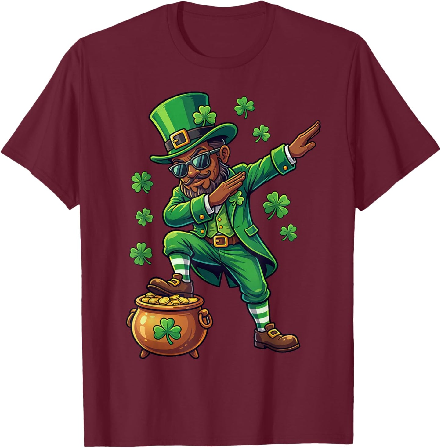 St Patricks Day Dabbing Leprechaun Boys Girls Men Dab T-Shirt - T-Shirt | Maroon