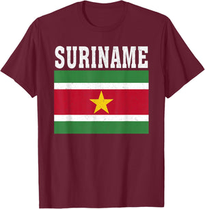 Suriname Flag Patriotic National Roots Souvenir T-Shirt - T-Shirt | Maroon