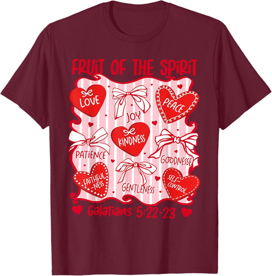 Fruit of The Spirit Christian Hearts Galatians 5:22-23 T-Shirt - T-Shirt | Maroon