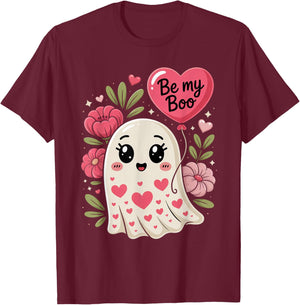 Be My Boo Cute Ghost Valentine´s Day Love T-Shirt - T-Shirt | Maroon