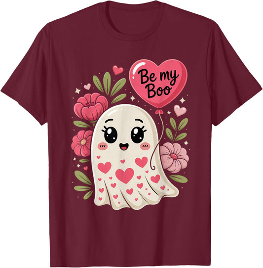 Be My Boo Cute Ghost Valentine´s Day Love T-Shirt - T-Shirt | Maroon