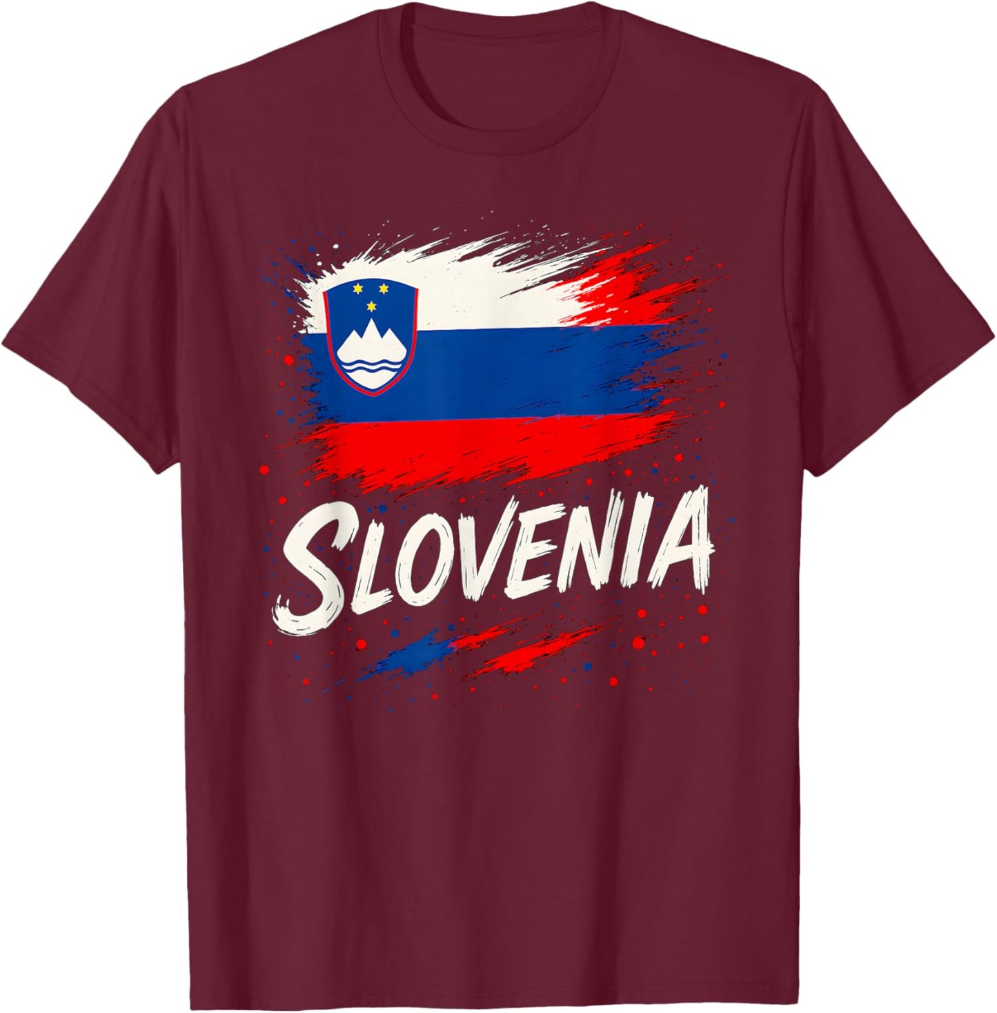 Slovenia Slovenian Flag T-Shirt - T-Shirt | Maroon
