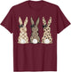 Retro Coquette Funny Easter Day Bunnies Bow Cute Bunny Girly T-Shirt - T-Shirt | Maroon