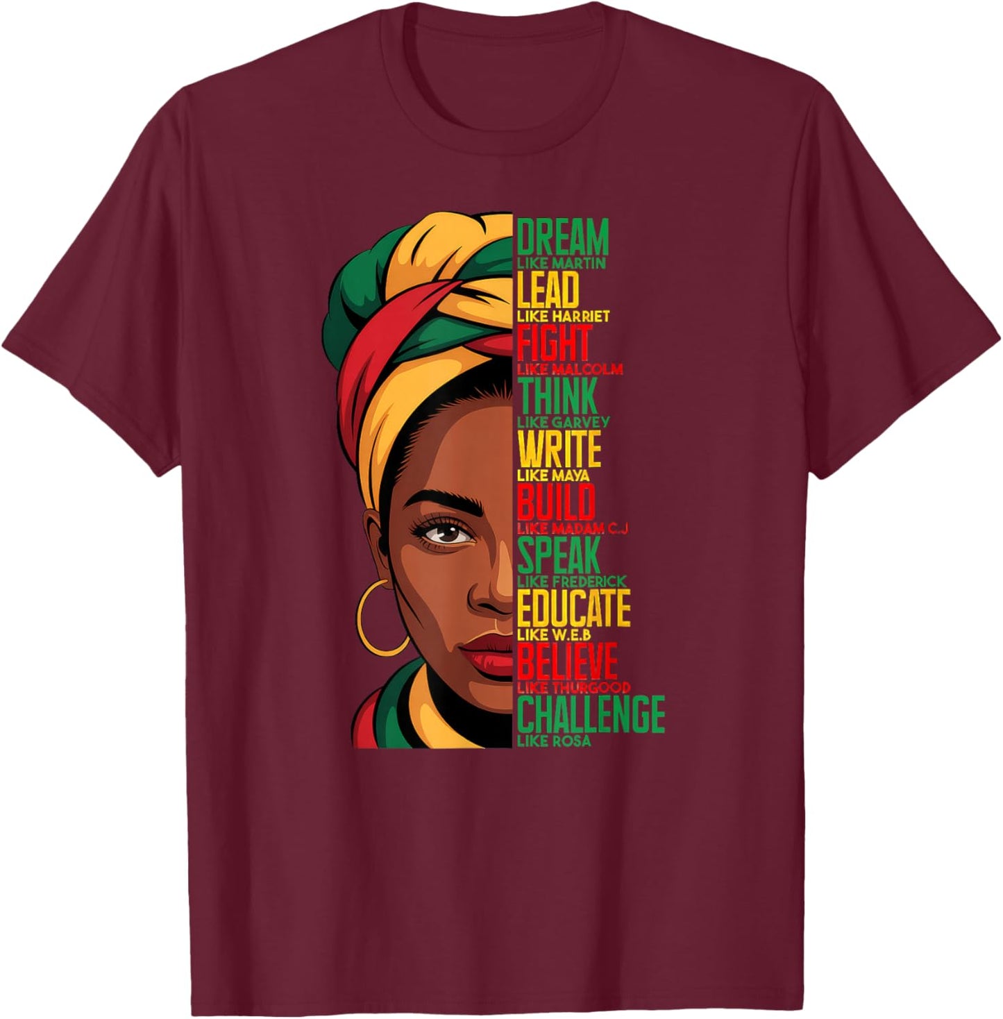Black History Month Dream Like Martin T-Shirt - T-Shirt | Maroon