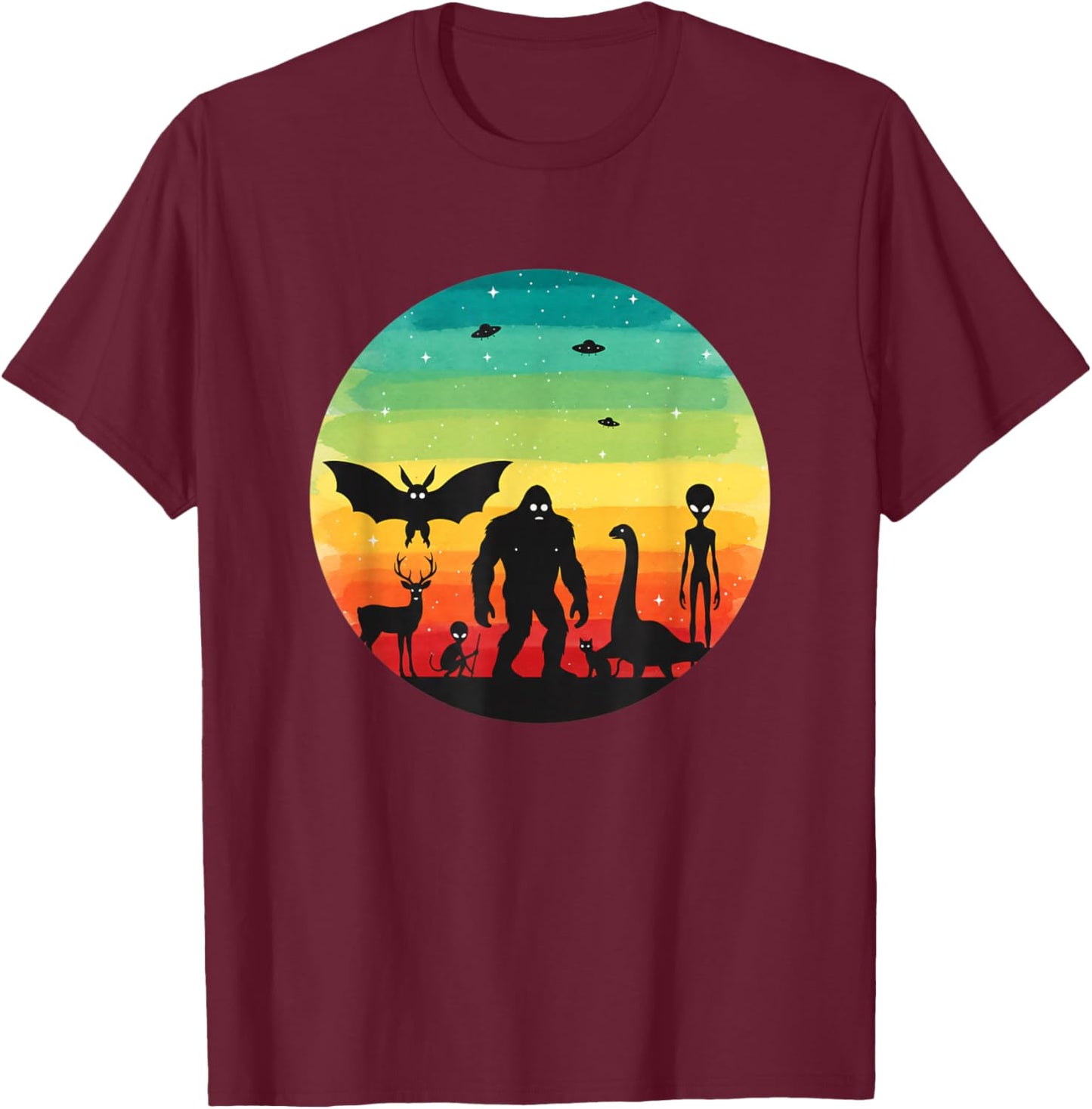 Cryptid Squad Bat Alien Nessie Birthday Kids T-Shirt - T-Shirt | Maroon