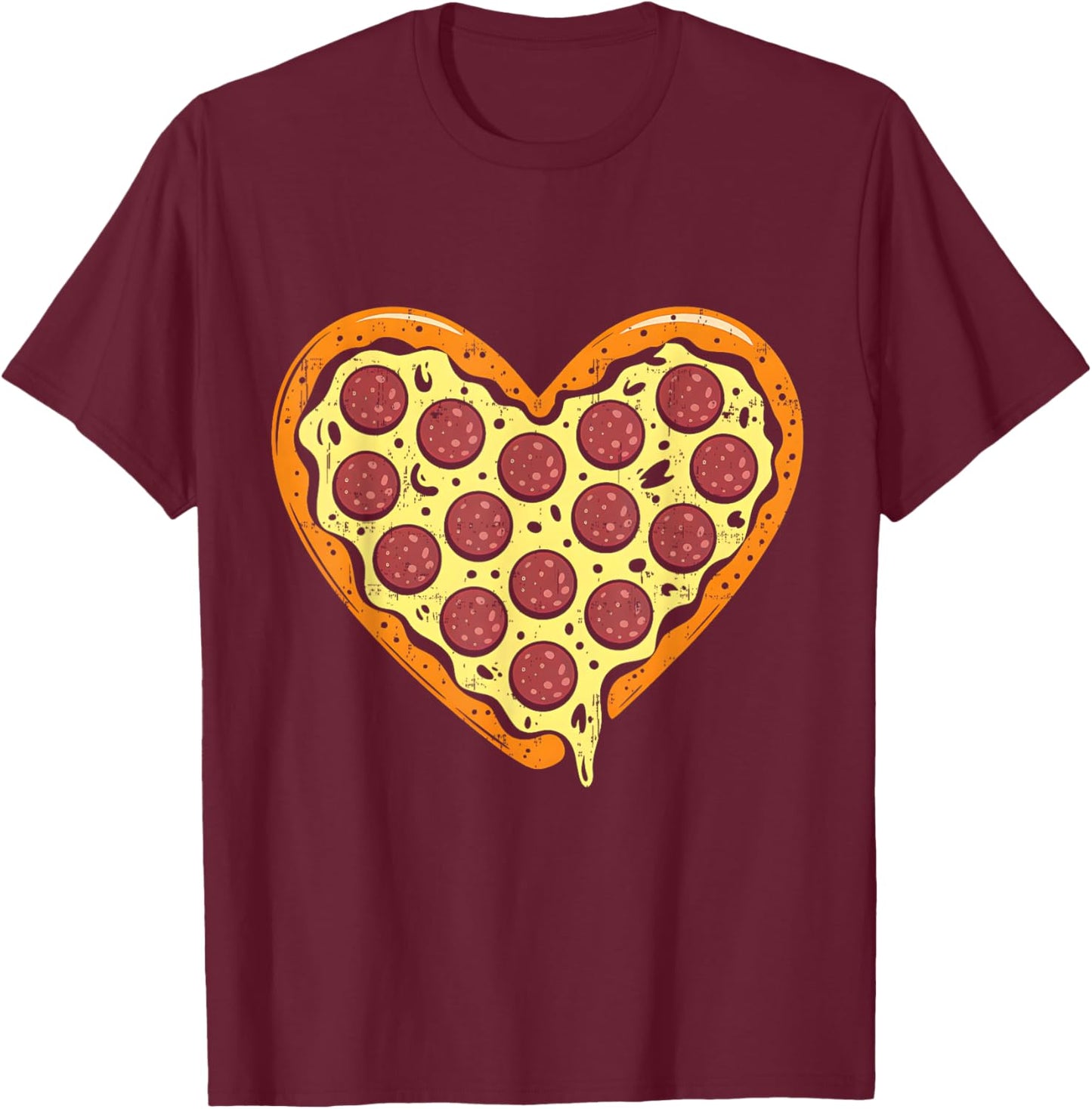 Pizza Heart Cute Valentine Funny Heart Shaped Pizza Lover T-Shirt - T-Shirt | Maroon