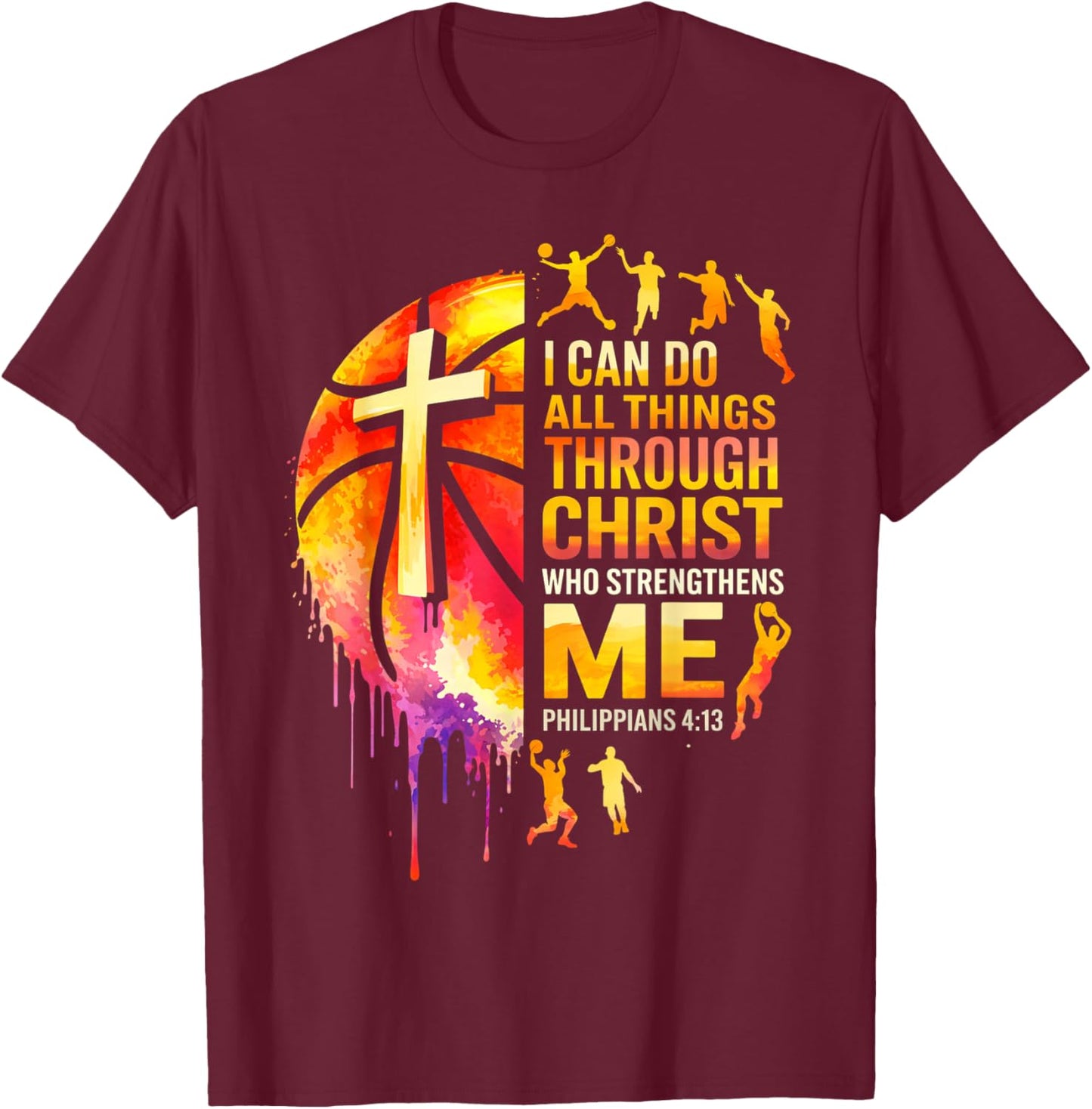 Christian Basketball Men Boys Player Team Religious Graphic T-Shirt - T-Shirt | Maroon
