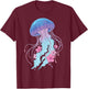 Jellyfish Floral Ocean Flowers T-Shirt - T-Shirt | Maroon