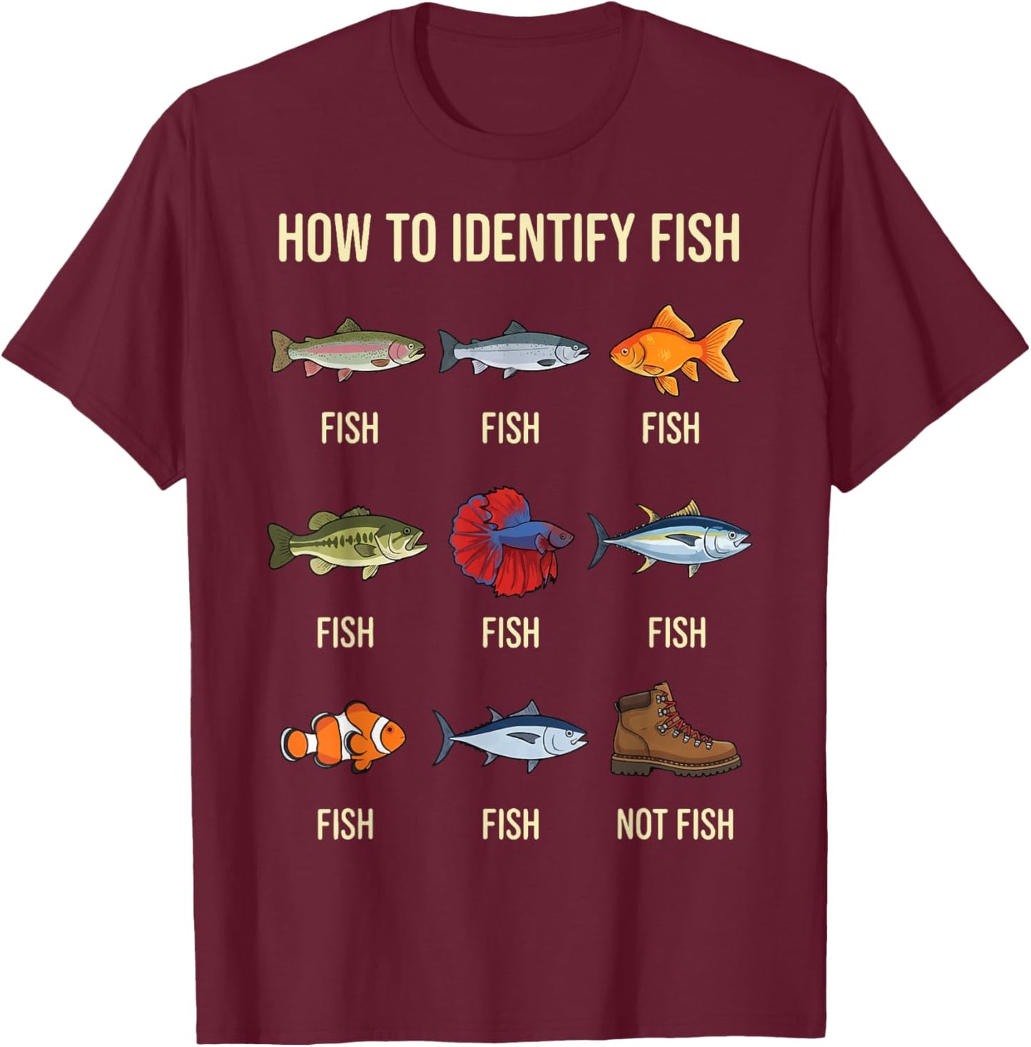 How to Identify Fish T-Shirt - T-Shirt | Maroon
