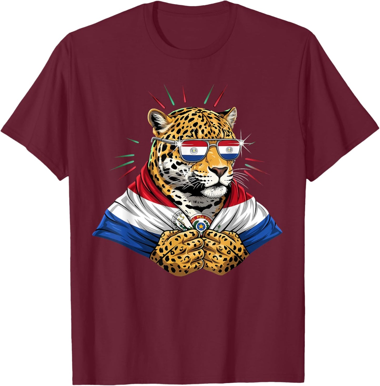 Paraguay Roots Leopard Paraguayan Flag T-Shirt - T-Shirt | Maroon