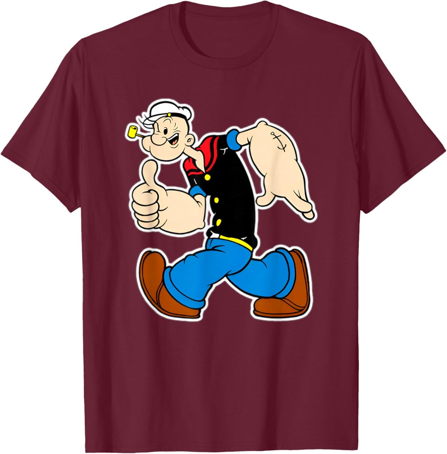 Vintage Pop Eye Cartoon Thumbs Up T-Shirt - T-Shirt | Maroon